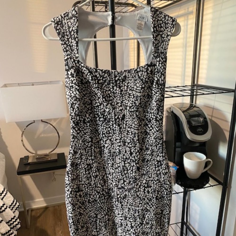Cache Backless Cocktail Dress w/ Spotted Design